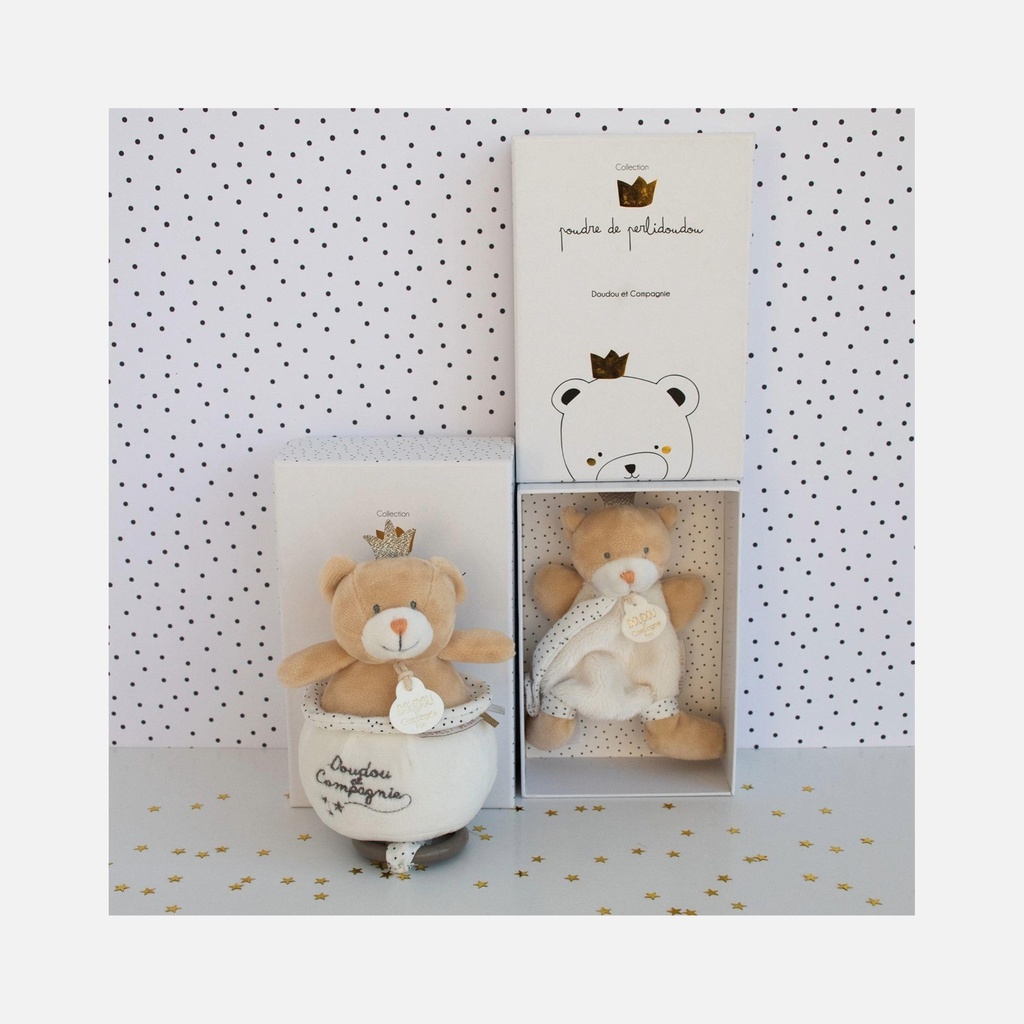 Doudou et Compagnie - Doudou Ours Petit Chou avec attache sucette - 17 cm - 0m+