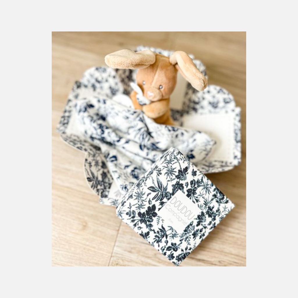 Doudou et Compagnie - Doudou Lapin Mouchoir - 12 cm - Bleu Marine - 0m+