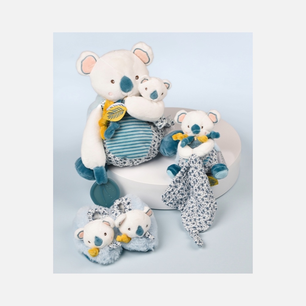 Doudou et Compagnie - Chaussons Bebe en Peluche - Koala - Blanc - 0 à 6 mois