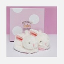 Doudou et Compagnie - Chaussons Bebe en Peluche - Lapin - Blanc - 0 à 6 mois