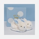 Doudou et Compagnie - Chaussons Bebe en Peluche - Lapin - Blanc - 0 à 6 mois