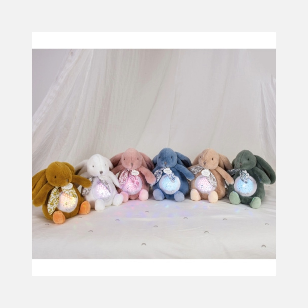 Doudou et Compagnie - Veilleuse Musicale & Projection Mur - Lapin - Rose Poudré - 0m+
