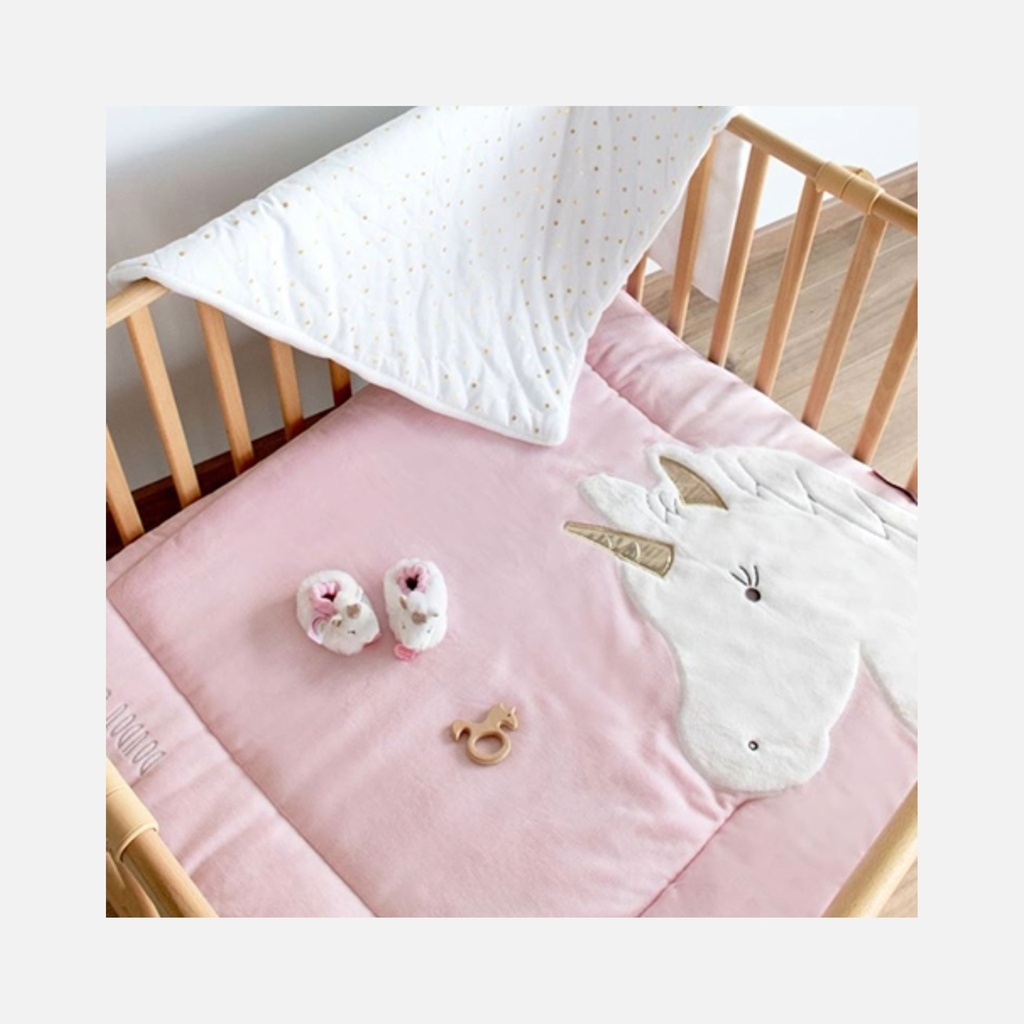 Doudou et Compagnie - Tapis de Parc Licorne - Rose - 100 x 100 cm - 0m+