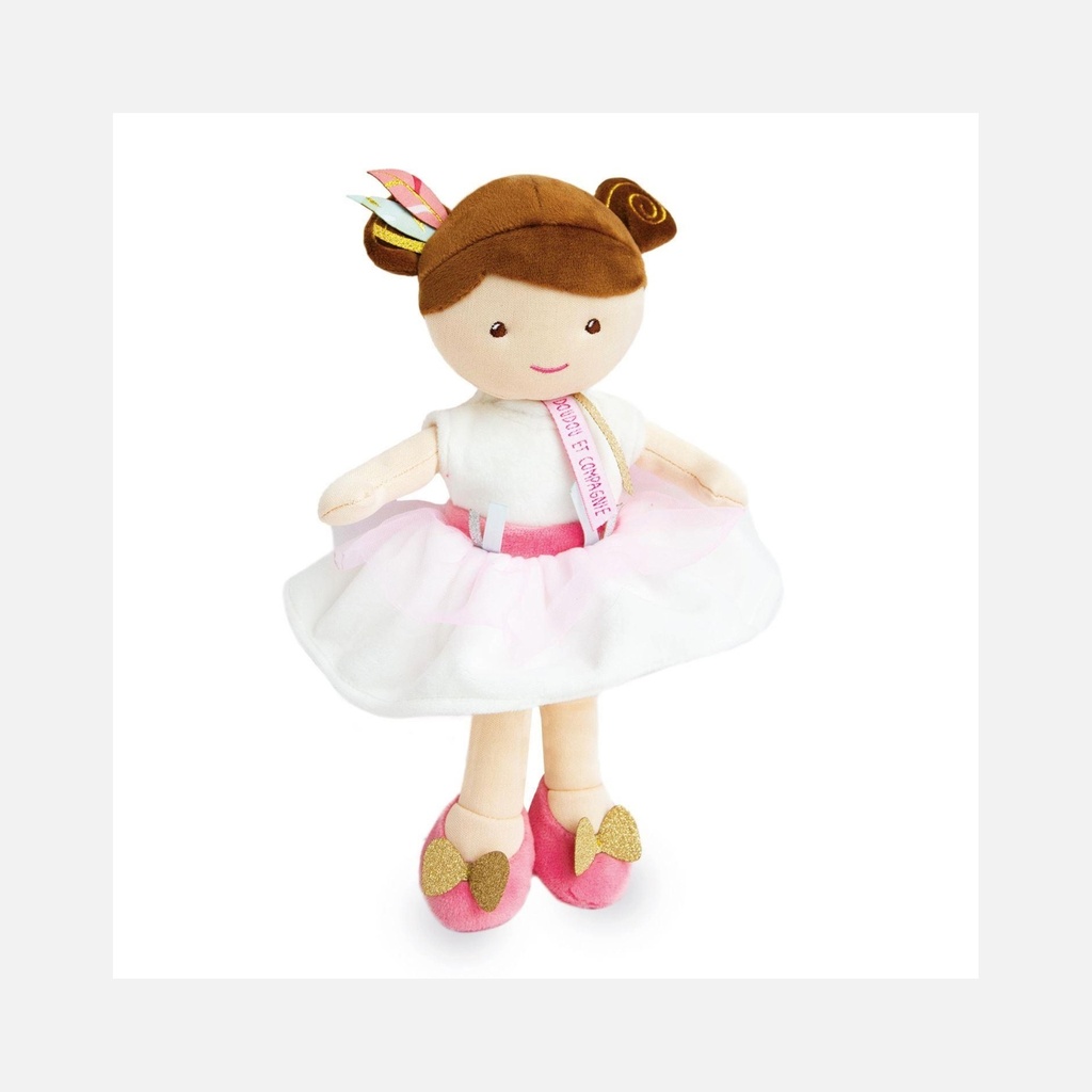 Doudou et Compagnie - Poupée souple en tissu - Brune & Blanche - Ombelline - 26 cm - 0m+