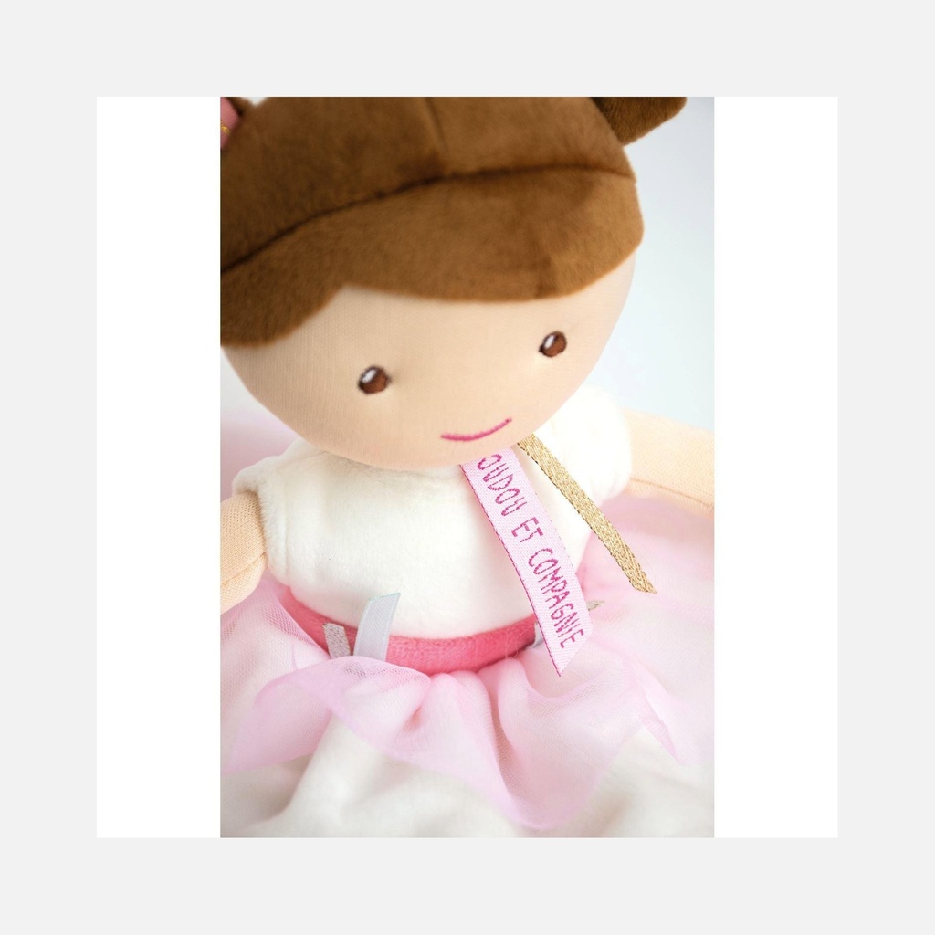 Doudou et Compagnie - Poupée souple en tissu - Brune & Blanche - Ombelline - 26 cm - 0m+