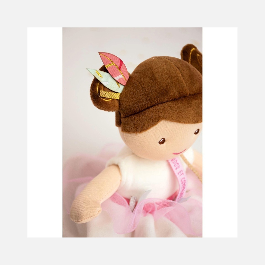 Doudou et Compagnie - Poupée souple en tissu - Brune & Blanche - Ombelline - 26 cm - 0m+