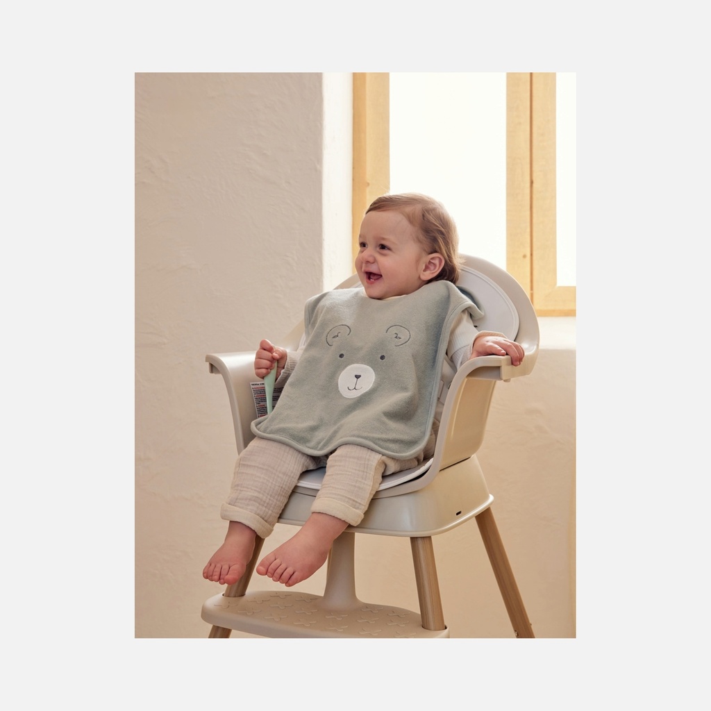 Noukie's - Set de 2 bavoirs en éponge - Orso & Fluffy - Beige & Kaki - 6m+