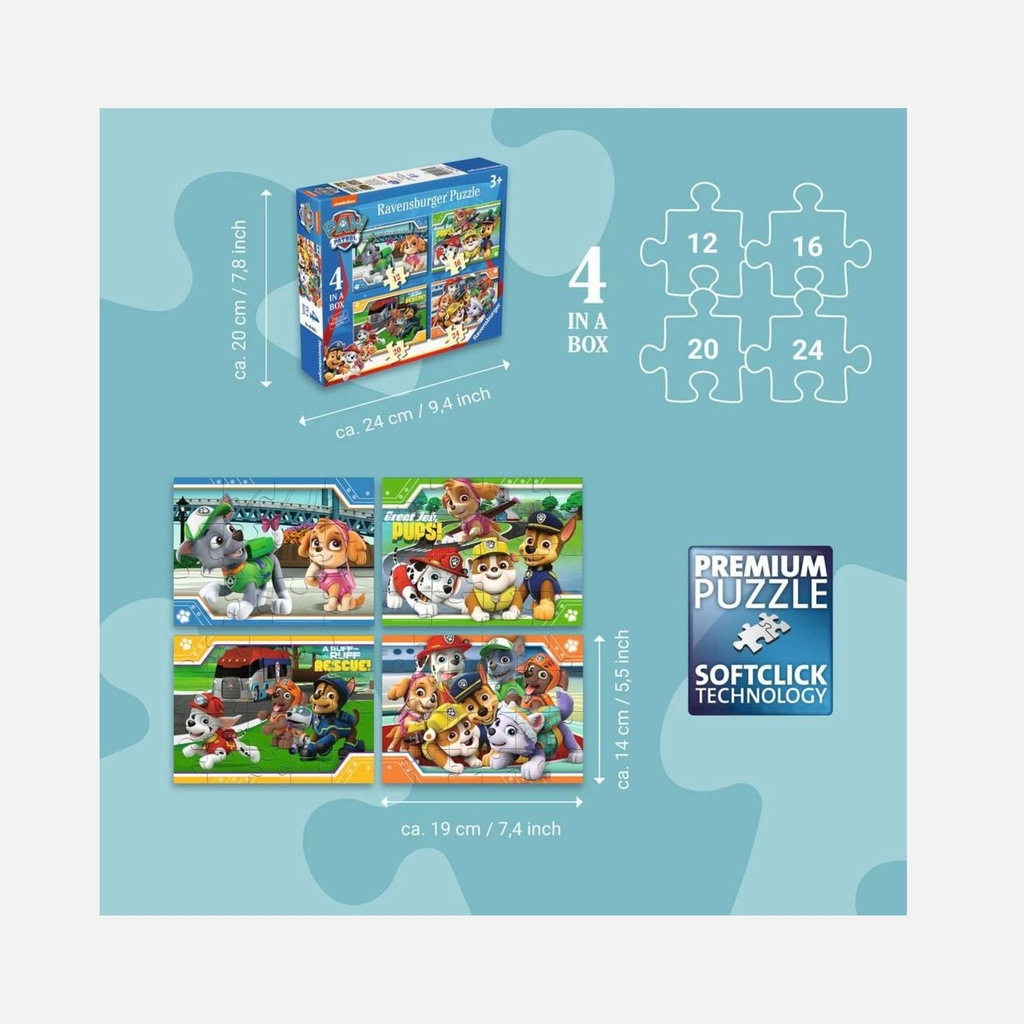 Ravensburger - Puzzle - 4 en 1 - Paw Patrol - 3+