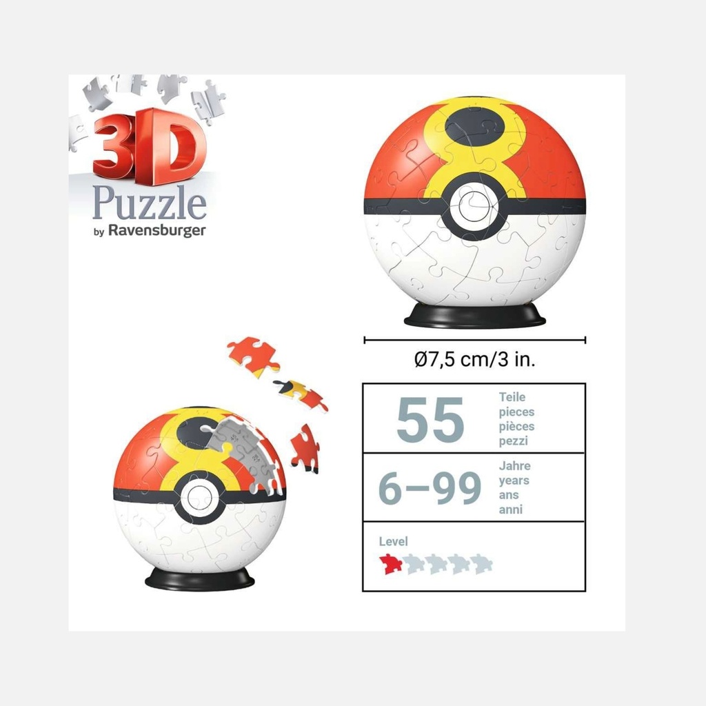 Ravensburger – Puzzle 3D - 54 pcs XXL – Pokémon Ball – 6+