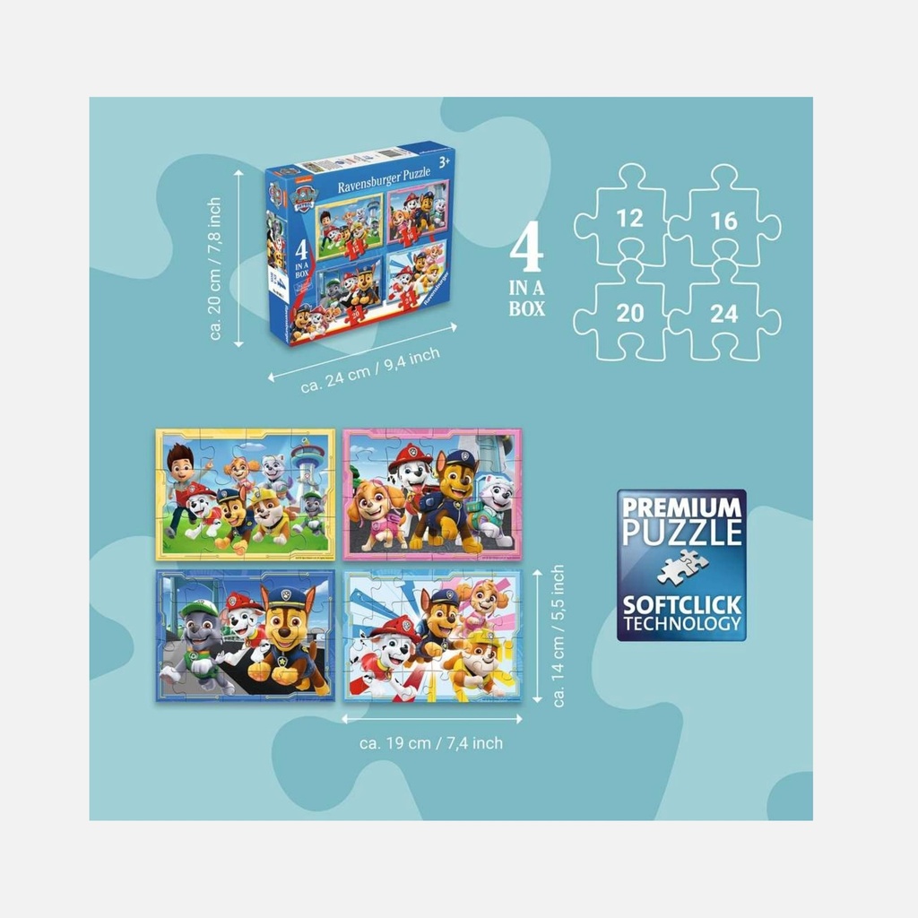 Ravensburger - Puzzle - 4 en 1 - Paw Patrol - 3+