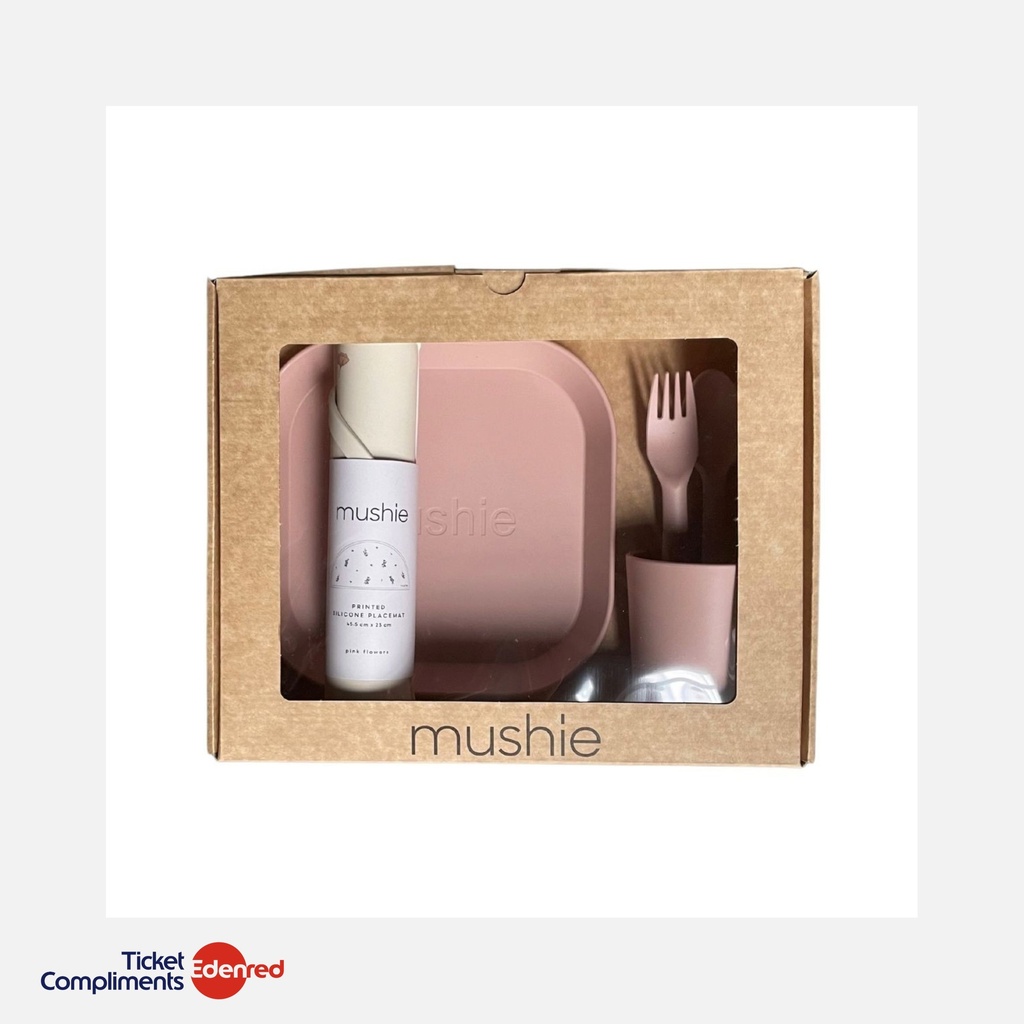 [70.999.40] Mushie - Peutermaaltijdset - Blush - Pink Flowers - Giftbox - 6m+