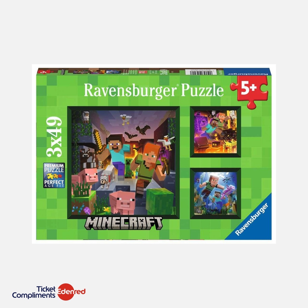 Ravensburger – Puzzle - 3 x 49 pcs – Minecraft – 5+