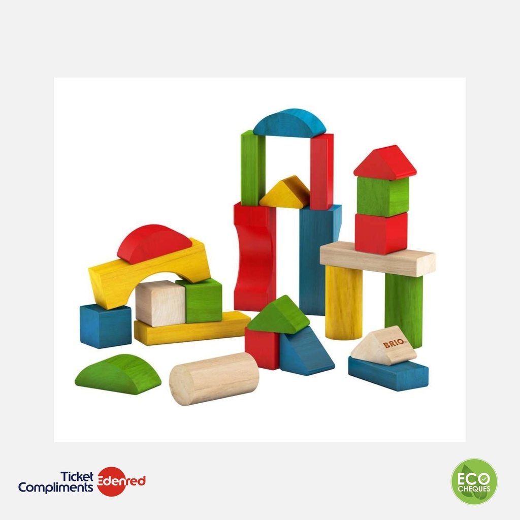 [30114] Brio - Kleurrijke Houten Bouwblokken - 25 stukjes - 12m+
