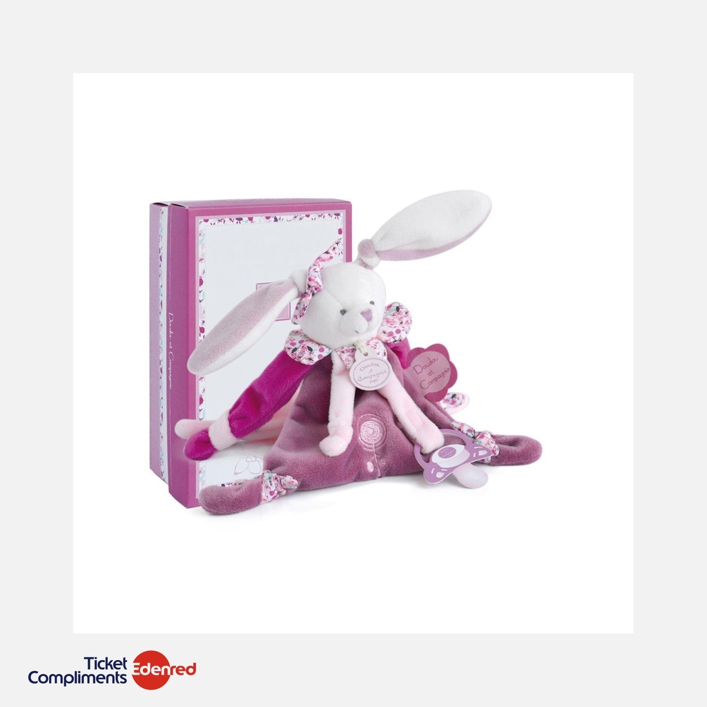 [DC2701] Doudou et Compagnie - Doudou Cerise le lapin Rose avec attache sucette - 17 cm - 0m+