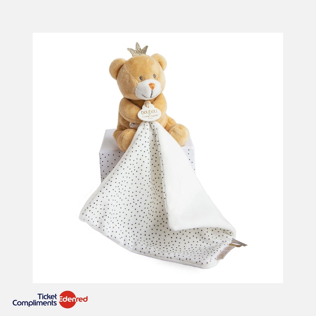 Doudou et Compagnie - Doudou Ours Petit Roi Mouchoir - 10 cm  - 0m+