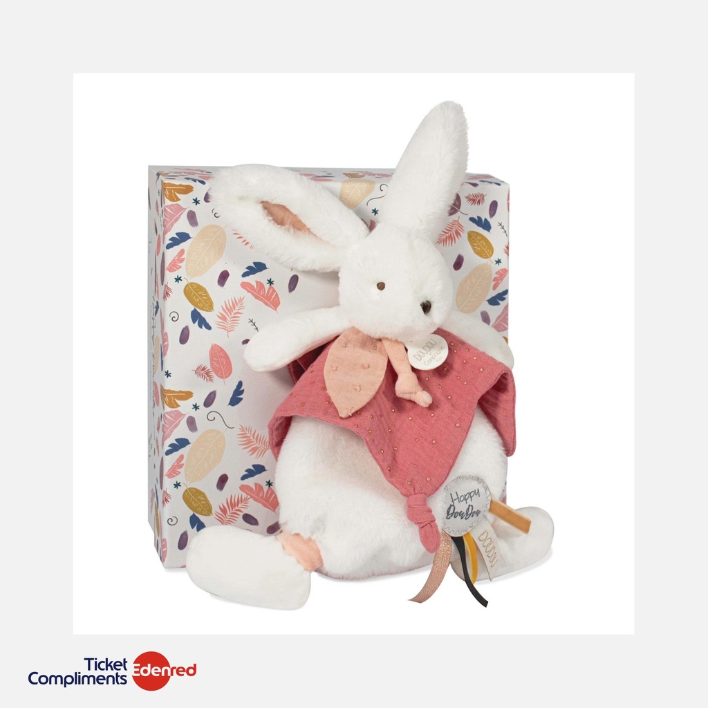 Doudou et Compagnie - Doudou Plat Lapin Vieux Rose - Happy Boho - 25 cm  - 0m+