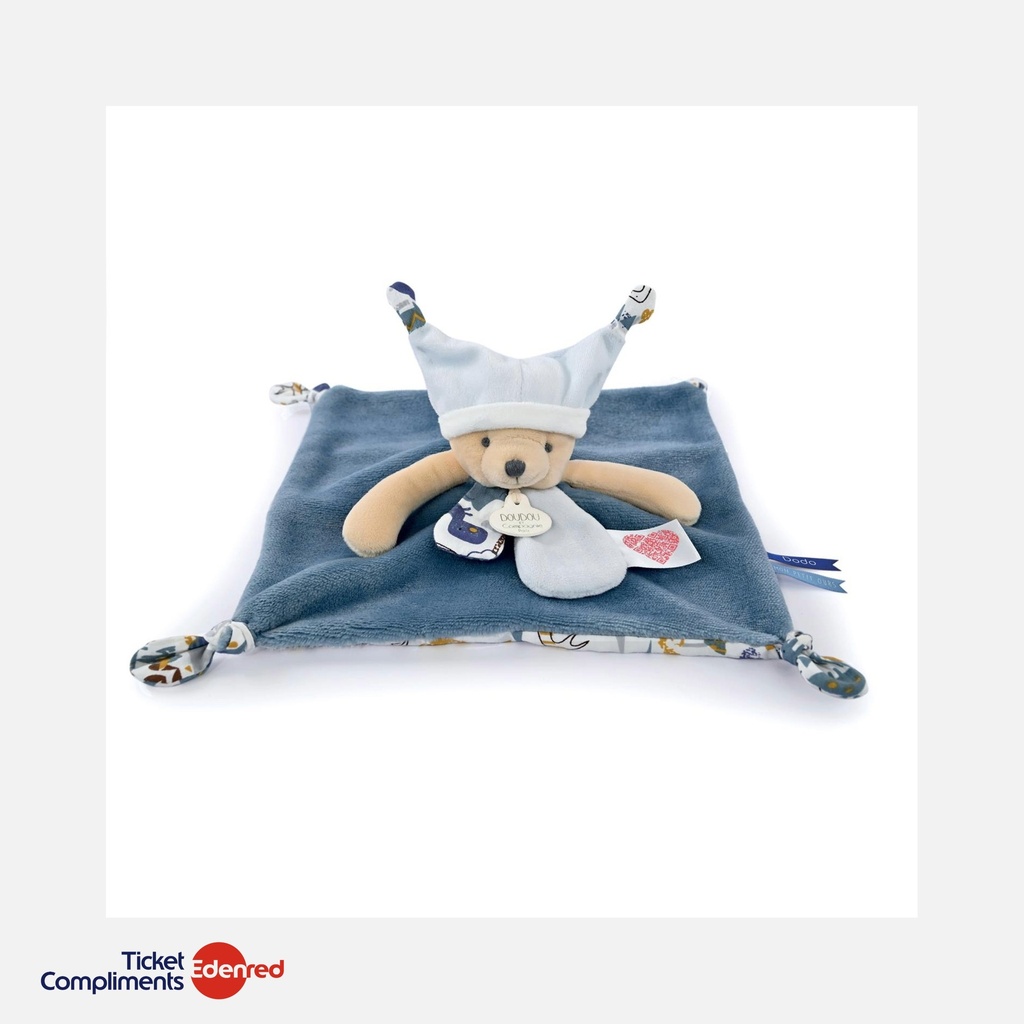 [DC4059] Doudou et Compagnie - Knuffeldoekje - Teddybeer - Blauw - 25 cm - 0m+