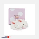 Doudou et Compagnie - Chaussons Bebe en Peluche - Lapin - Rose - 0 à 6 mois