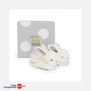 Doudou et Compagnie - Chaussons Bebe en Peluche - Lapin - Taupe - 0 à 6 mois