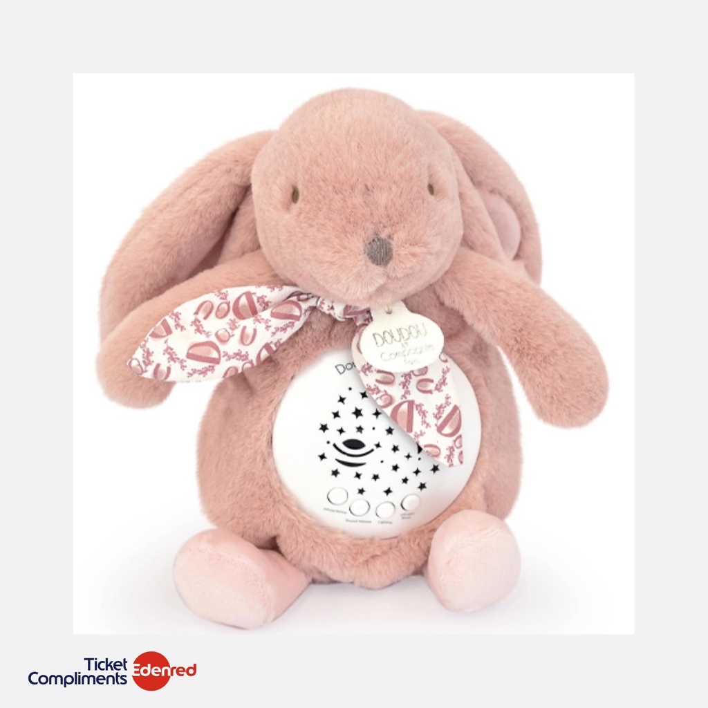 [DC4200] Doudou et Compagnie - Veilleuse Musicale & Projection Mur - Lapin - Rose Poudré - 20 cm - 0m+