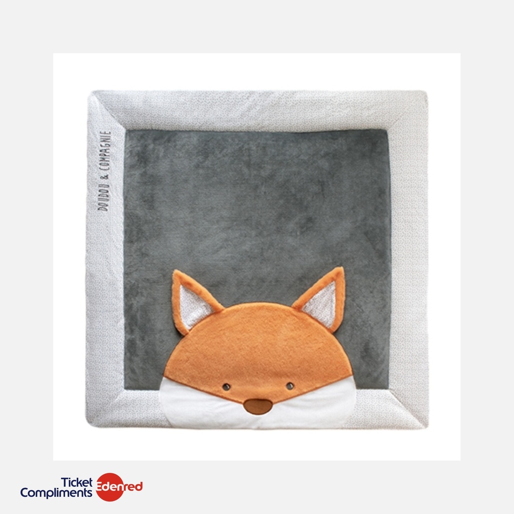 [DC3716] Doudou et Compagnie - Tapis de Parc Renard - Gris & Orange - 100 x 100 cm - 0m+