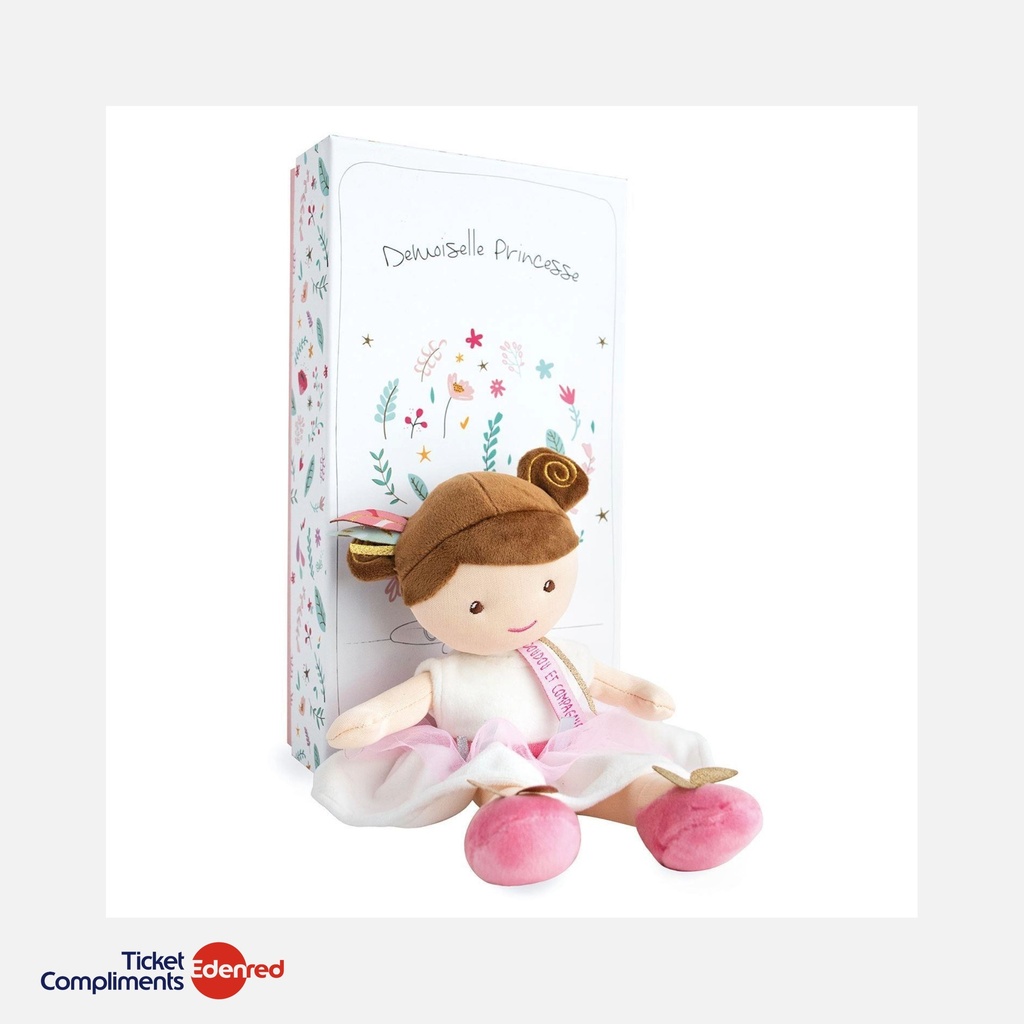 [DC3533] Jolijou - Zachte Stoffen Pop - Bruin & Wit - Ombelline - 26 cm - 0m+
