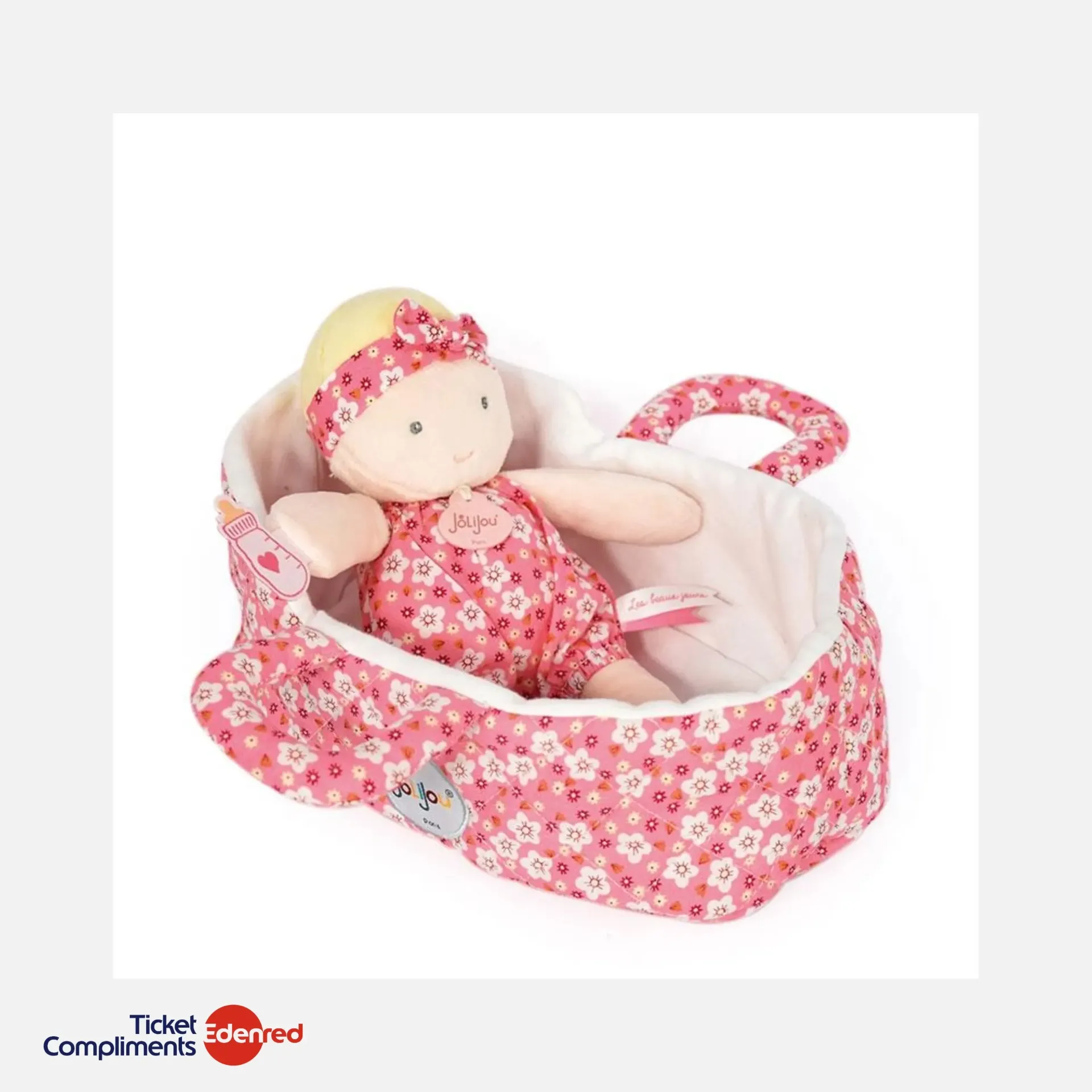 Jolijou - Poupon Bébé avec couffin - Marylou  - Rose - 20 cm - 0m+