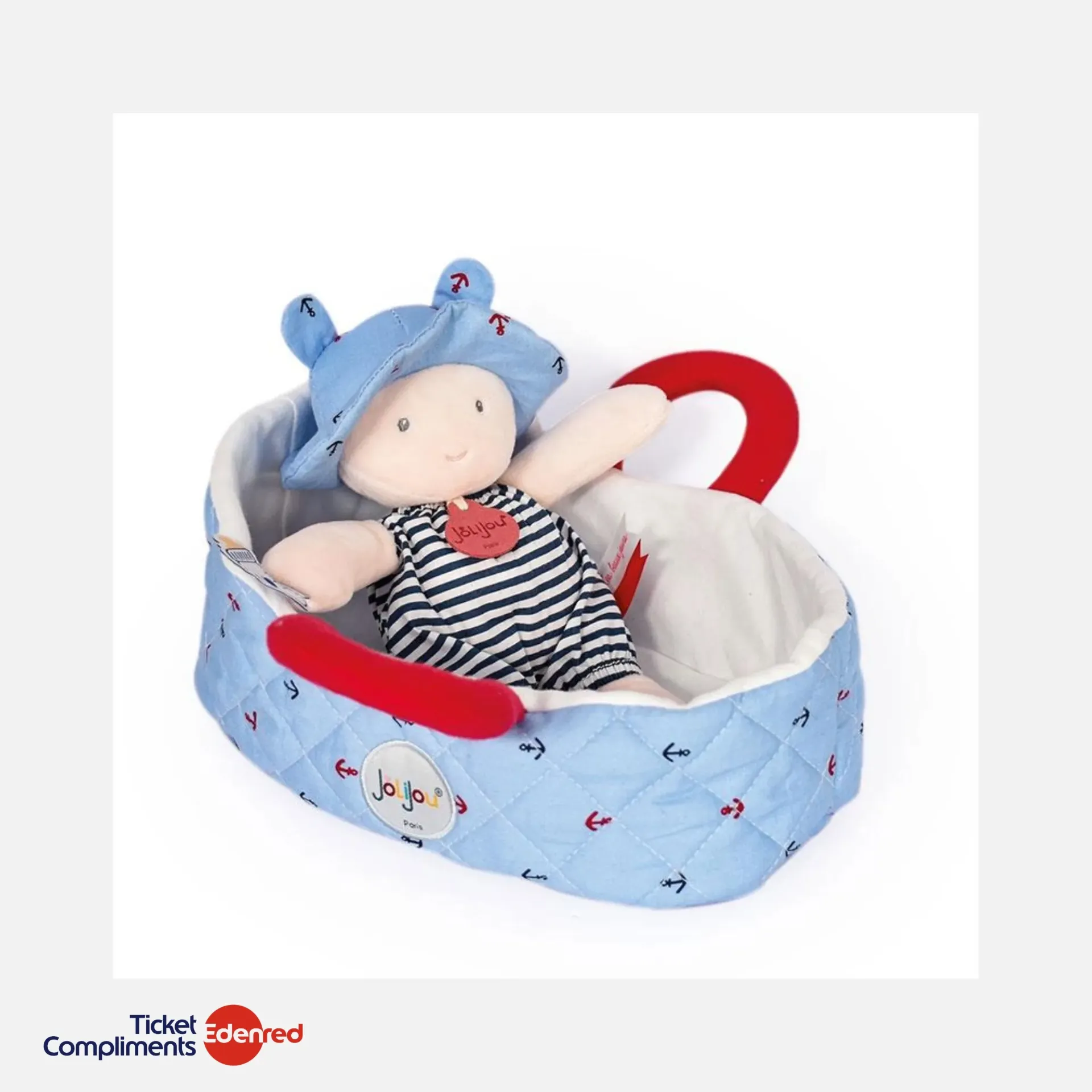 Jolijou - Poupon Bébé avec couffin - Mathis - Bleu - 20 cm - 0m+