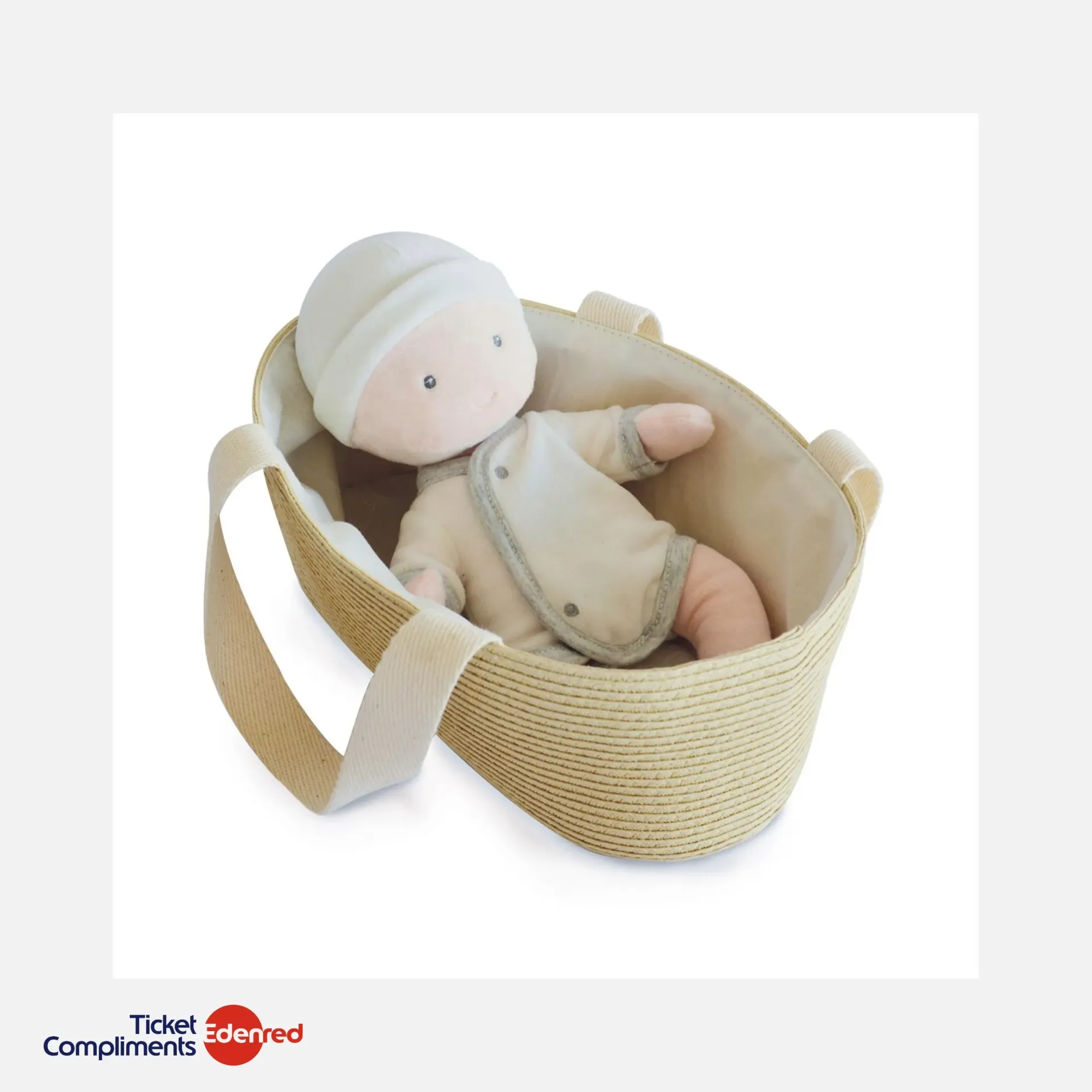 Jolijou - Poupon Bébé avec couffin - Pola - Blanc & Gris - 28 cm - 0m+