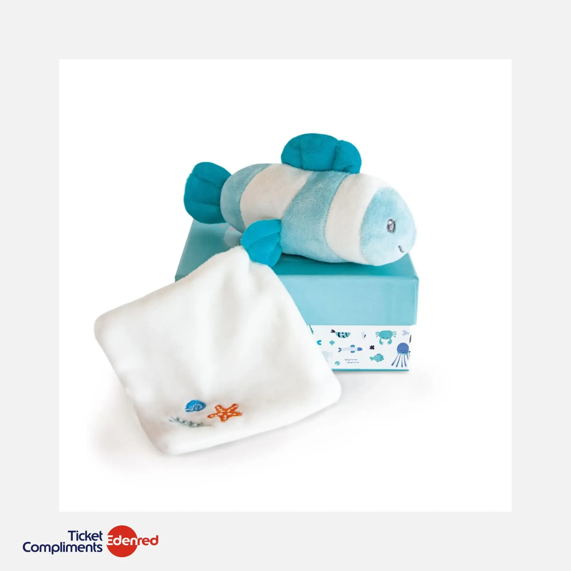 Doudou et Compagnie - Peluche Poisson Clown Mignon avec Doudou - 16 cm - Turquoise - 0m+