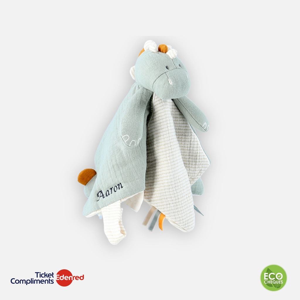 Noukie's - Doudou Stegi en mousseline BIO - Eucalyptus - 0m+