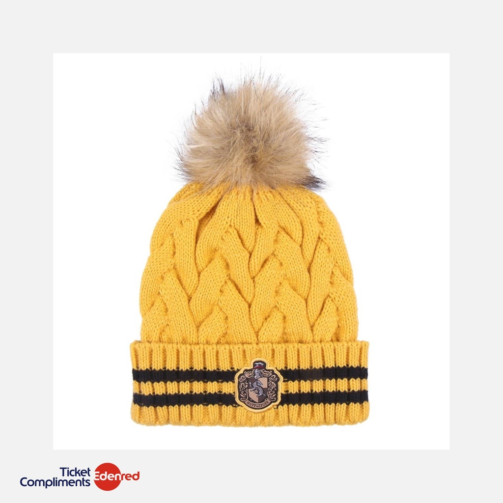 Cerda - Bonnet en Tricot avec Pompons  - Poufsouffle - Harry Potter 