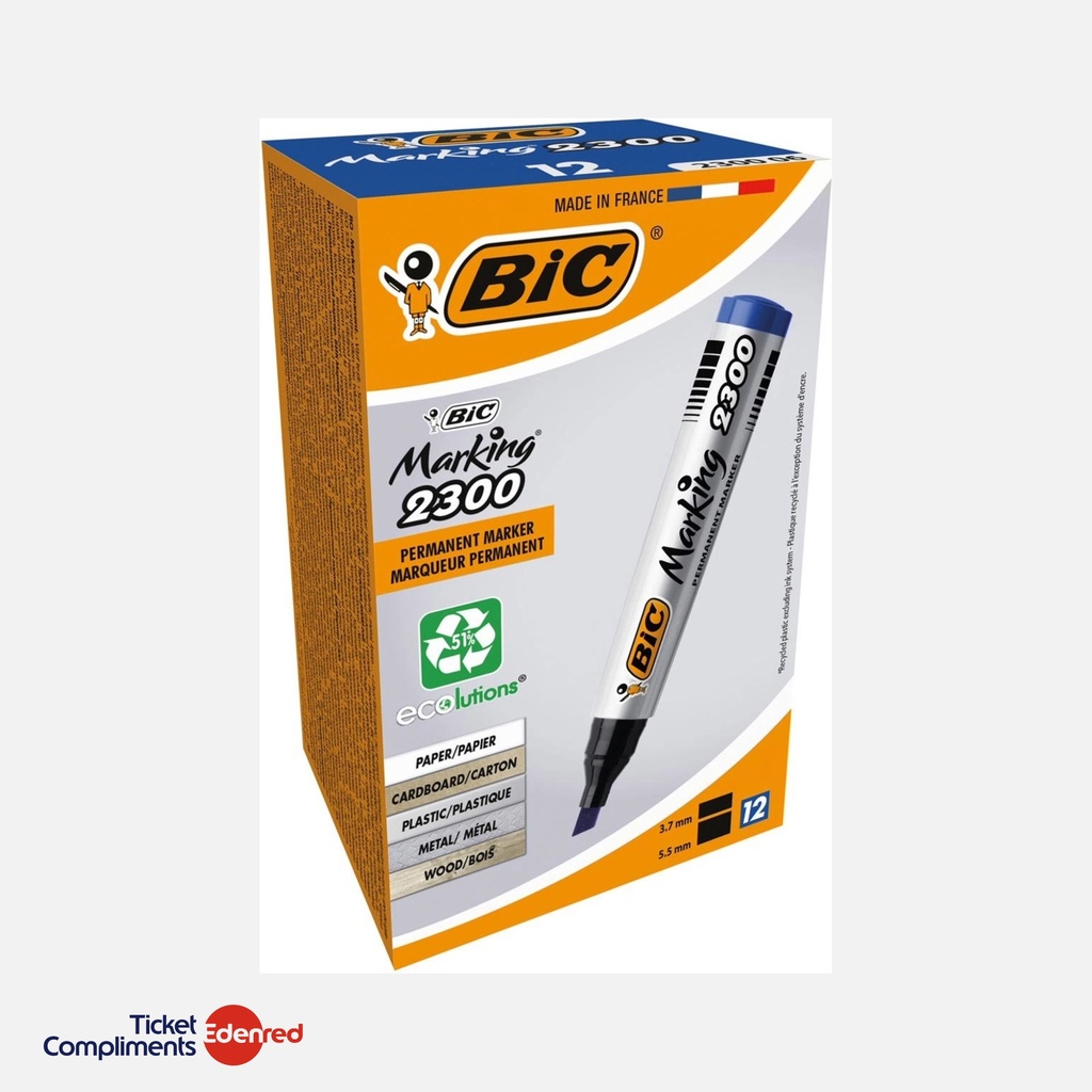 [2300-06] Bic - 2300 - Viltstift Permanent - Blauw - Doos 12 stuks