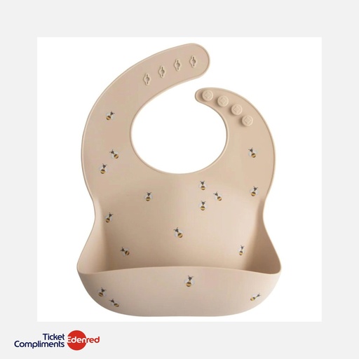 [70.002.28] Mushie - Bavoir en Silicone - Bees - 6m+