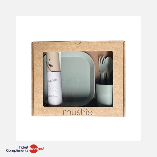 [70.999.43] Mushie - Coffret repas pour tout-petits - Sage - Dino - Giftbox - 6m+