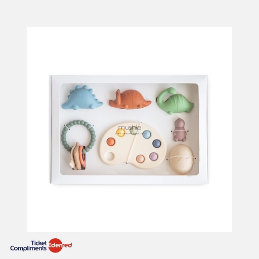 [70.999.83] Mushie - Coffret cadeau de jouets pour tout-petits - Dino Dreams - Giftbox - 3m+