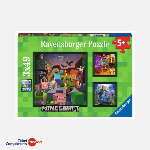 [56217] Ravensburger – Puzzle - 3 x 49 pcs – Minecraft – 5+