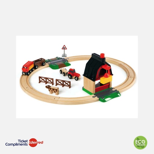 [33719] Brio - Circuit de Train en Bois de la Ferme - 20 pcs - 3+