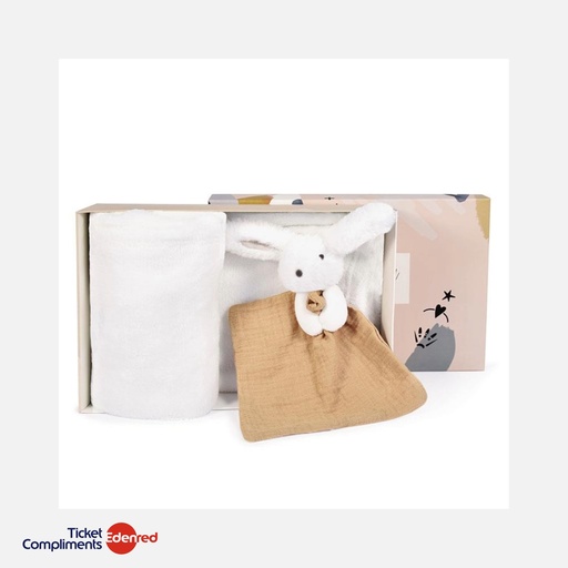 [DC3978] Doudou et Compagnie - Doudou & Plaid - Lapin - Happy Wild - 100 x 70 cm  - 0m+