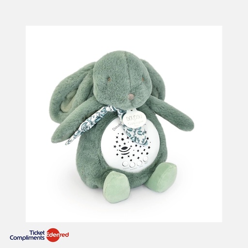 [DC4203] Doudou et Compagnie - Veilleuse Musicale & Projection Mur - Lapin - Vert - 20 cm - 0m+