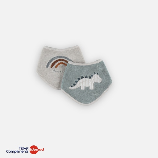 [BB2112.20] Noukie's - Set van 2 terry bandana slabbetjes - Groen/beige - 0m+