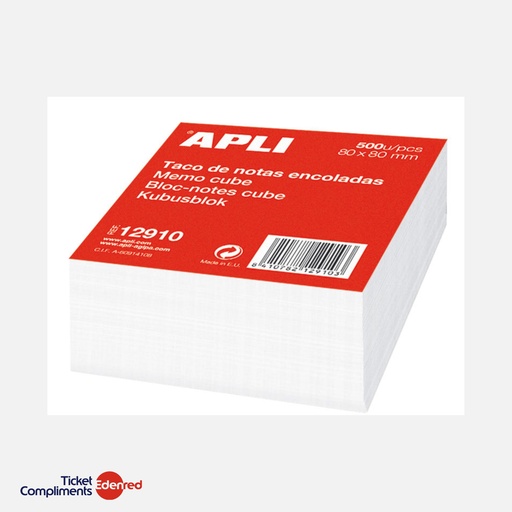 [12910] Apli - Bloc-notes cube 80 x 80 mm - 500 feuilles - Blanc
