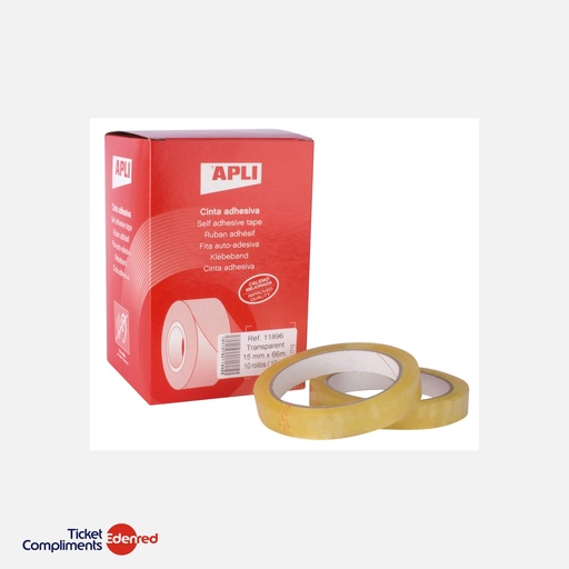 [11896] Apli - Ruban adhésif transparent 15 mm x 66 m - 1 rouleau