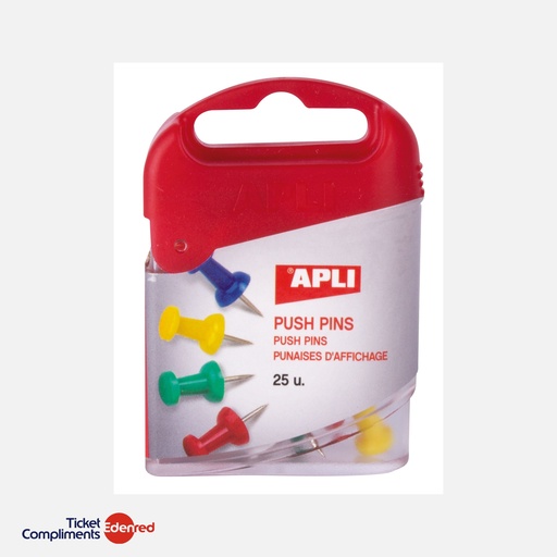 [12349] Apli - Punaises d’affichage - 4 Couleurs assorties 25 u