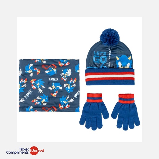 [2200010269] Cerda - 3 Delige Set - Handschoenen, Muts & Nekwarmer - Sonic