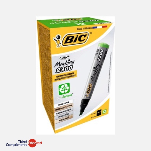 [2300-02] Bic - 2300 - Marqueur Permanent - Vert - Boite 12 pcs